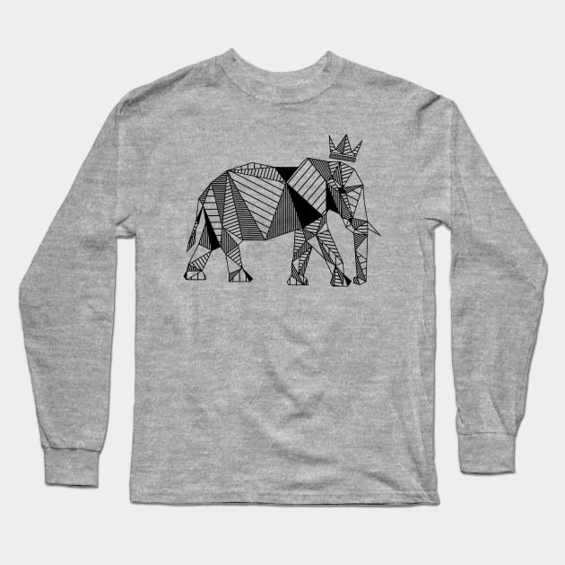 Geometrical Elephant Long Sleeve T-Shirt by Psydrian